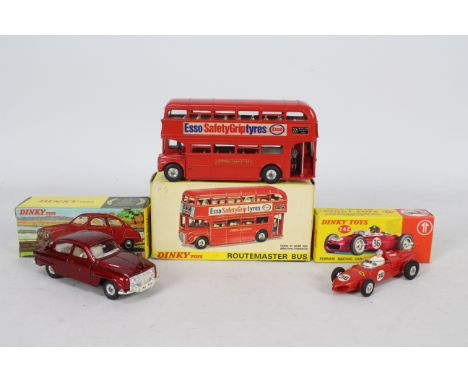 Dinky - 3 x boxed models, # 156 Saab 96, # 242 Ferrari Racing Car and # 289 Routemaster Bus. These models were purchased from