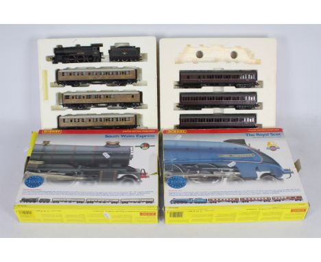 Hornby - 2 x boxed 00 gauge locomotive sets, the South Wales Express a 4-6-0 loco in BR livery # R2166, Boxed with light stor