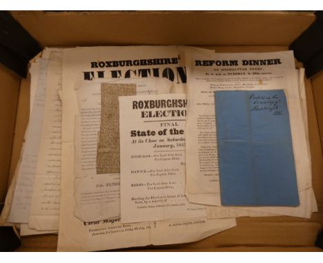Roxburghshire &amp; Selkirkshire - Elections.&nbsp;&nbsp;Bundle of ephemera incl. posters &amp; handbills, list of Roxburgh v