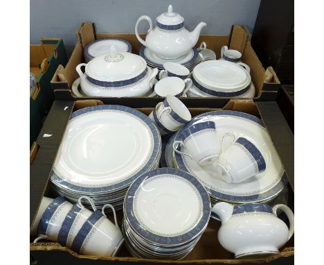 A Royal Doulton Sherbrooke dinner and teaware china service comprising twenty large plates, fifteen medium and fifteen small 