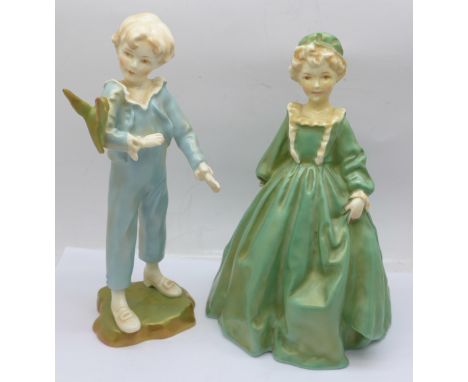 Two Royal Worcester figures, The Parakeet and Grandmother's Dress 