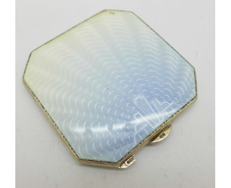 An enamelled silver compact, (some damage to enamel) 