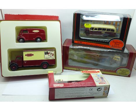 British Railways maroon livery vehicles:- EFE/Gilbow 22201 Bedford TK Arktic and 20119 Bedford OB, a Lledo Trackside DG 17600