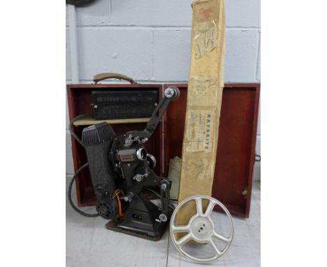 A Pathescope cine projector and a Raybrite screen **PLEASE NOTE THIS LOT IS NOT ELIGIBLE FOR POSTING AND PACKING** 