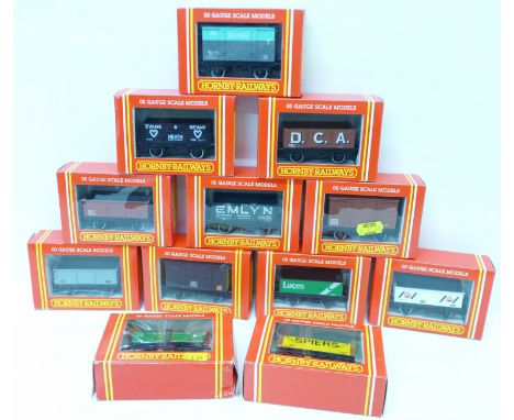 Twelve Hornby Railways 00 gauge model wagons; R.115, R.01, R.142, R.127, etc., boxed 