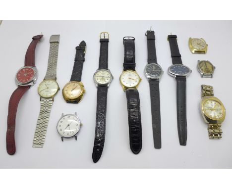 Eleven mechanical watches including Smiths, Rone and Timex (one missing glass) 