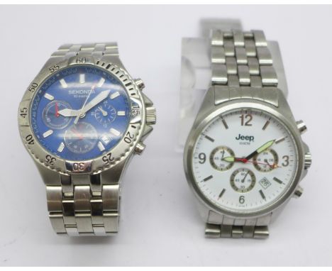 Two chronograph wristwatches, Sekonda and Jeep 