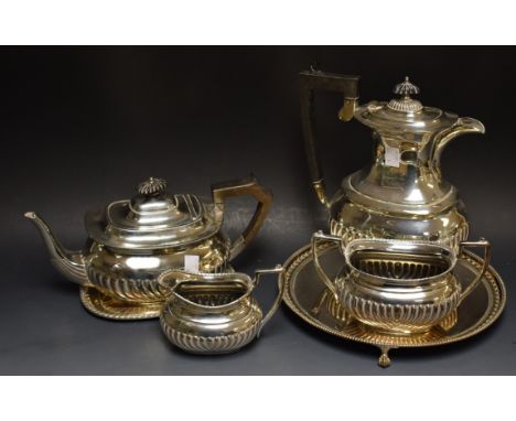 Silver Plate - a late 19th Century four piece tea service; salver; etc