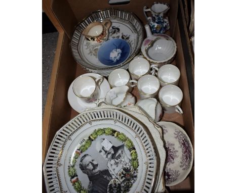 Ceramics - a set of six Royal Worcester Posies pattern coffee cans and saucers; a Royal Worcester Mayoral cabinet plate, 1896