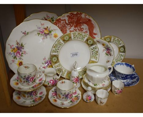 Royal Crown Derby - a Red Avesbury plate; others, Posies, Green Panel, etc.; cups, saucers, cream jug, trinket dishes; etc.; 