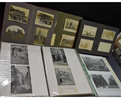 An album of Edwardian and later photographs, topographical, portrait, Derbyshire Yeomanry, postacrds, photos, quantity