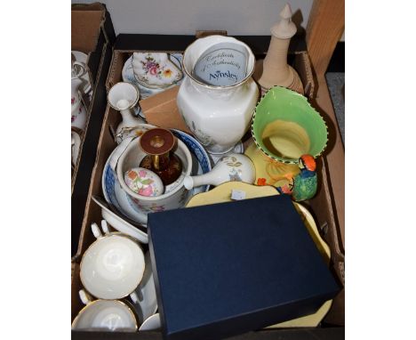 Ceramics - Royal Crown Derby Posies pattern trinket dishes, etc; an Aynsley Millenium Shamrock vase; Aynsley Orchard Gold dis