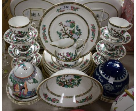 Ceramics - a Royal Grafton Indian Tree pattern tea set for six; an Enoch Wedgwood Indian Tree pattern dinner service for six;