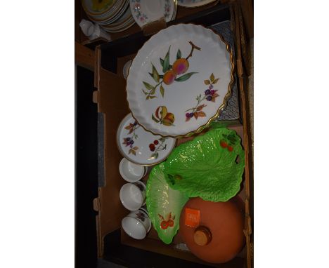 Ceramics and Glass - a Royal Worcester Evesham pattern flan dish, platter, six ramekins; a Beswick Ware and a Carlton Ware le