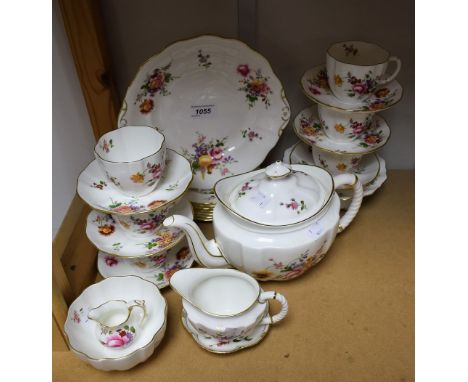 A Royal Crown Derby Posies tea set for six comprising teapot, cream jug, sugar bowl, sandwich plate, cups and saucers; others