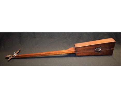 Musical Instrument - an unusual 19th century scratchbuilt one-string fiddle, 30.7cm one-piece back excluding button, tapering