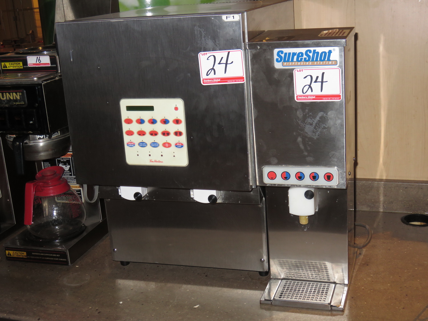 LOT SURESHOT AC30 LIQUID (CREAM & MILK) DISPENSER & SURESHOT AC6ES SUGAR DISPENSER