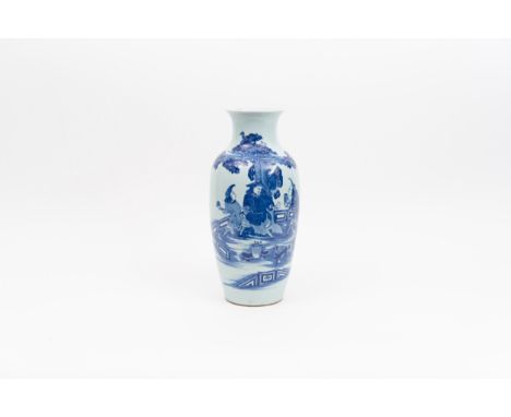 A very rare large blue and white 'European subject' baluster vaseChina, Qing dynasty, Qianlong period (1736-1795)Boldly and u