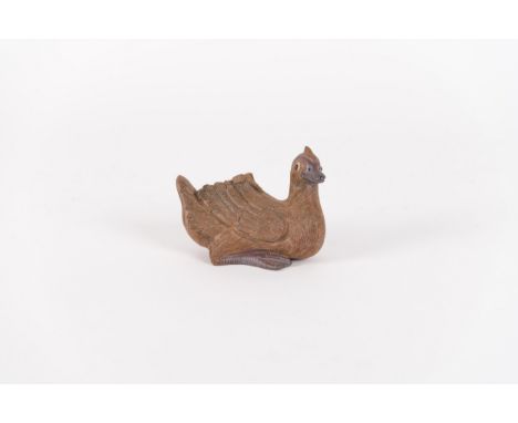 A Chinese yixing terracota model of a duckChina, Qing dynasty, late 19th centuryProvenance: French private collectionHeight: 
