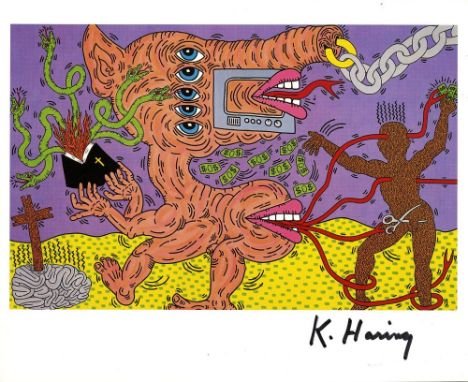 Keith Haring (American, 1958 - 1990). "Five Eyes [Untitled 1985]". Color offset lithograph. 1985. Printed 1985. Signed by Har