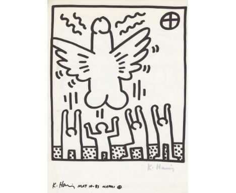 Keith Haring (American, 1958 - 1990). "Naples Suite #30 [untitled]". Lithograph. 1983. Printed 1989. Signed by Haring in silv
