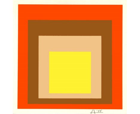 Josef Albers (German/American, 1888 - 1976). "Yes Sir: Homage to the Square: [miniature edition]". Original color silkscreen.
