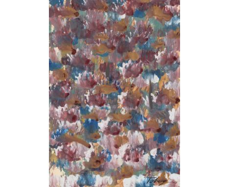 Mark Tobey (American, 1890 - 1976). "Raindrop Prism #3". Oil and tempera on paper. 1965. Signed lower right. Fine condition w