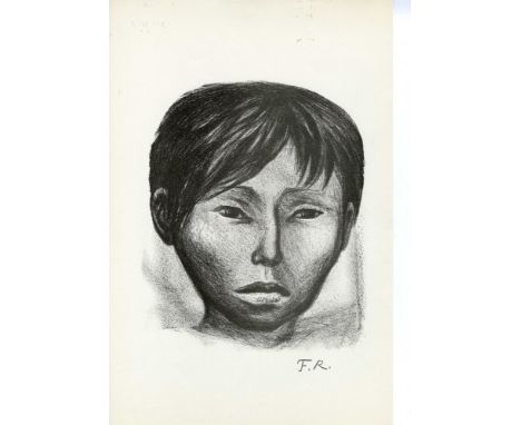 Fanny Rabel (Polish/Mexican, 1922-2008). "Muchacho Maya". Original lithograph. 1958. Signed in pencil with the initials, lowe