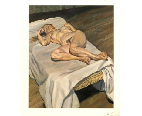 Lucian Freud (German/English, 1922-2011). "Night Portrait II". Color offset lithograph. 1985-86. Printed 1993. Signed in penc
