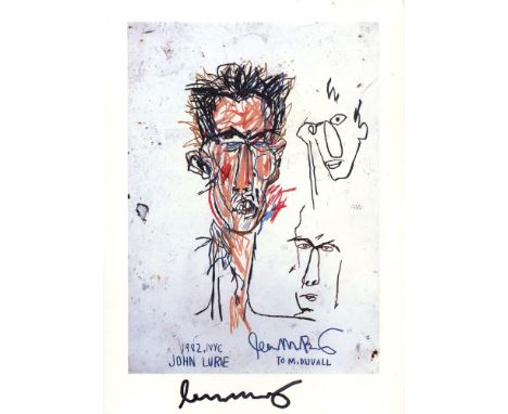 Jean-Michel Basquiat (American, 1960-1988). "John Lurie". Color offset lithograph. 1982. Printed 1987. Signed in black marker