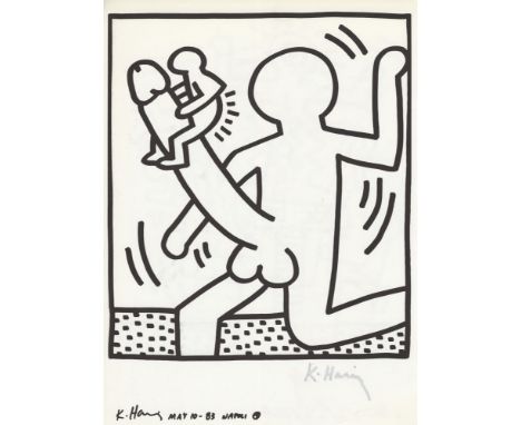 Keith Haring (American, 1958 - 1990). "Naples Suite #26 [untitled]". Lithograph. 1983. Printed 1989. Signed by Haring in silv