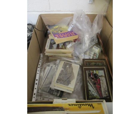 BOX CONTAINING MIXED BOOKS, HARRY POTTER FIRST EDITION, POSTCARDS ETC 