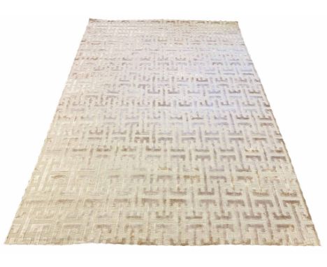 CONTEMPORARY ART DECO DESIGN SILK CARPET, 300cm x 200cm, geometric gold field.