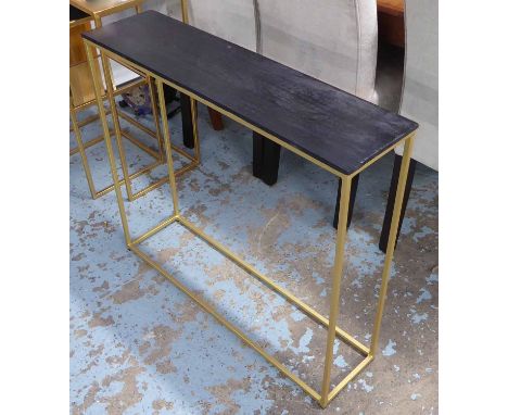 CONSOLE TABLE, 1960's French style, ebonised top, 81cm x 21cm x 71cm.