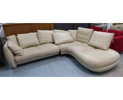 NATUZZI CORNER SOFA, leather, 23cm x 250cm. (with faults)