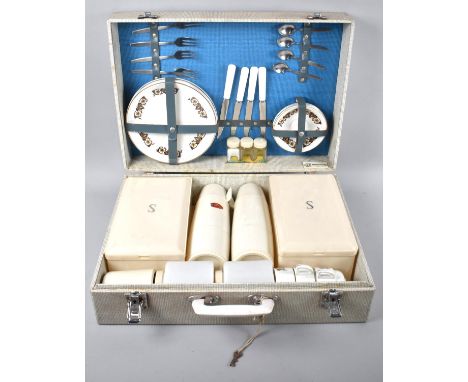 A Mid 20th Century Picnic Hamper by Sirram, with Contents, 48.5cm Wide 