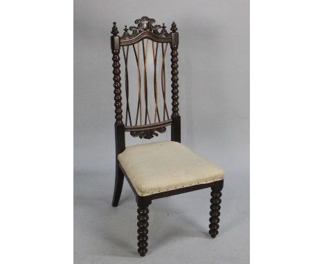 A Victorian Rosewood Framed Nursing Chair with Bobbin Front Legs and Back Supports 