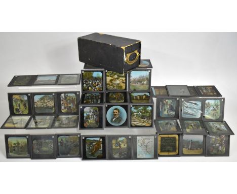 A Vintage Drawer Unit Containing Coloured Magic Lantern Slides, Livingstone's Journeys in Africa 