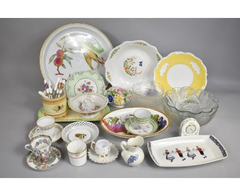 Collection of Various Ceramics and Glassware to Comprise Coalport Yellow Batwing Plate, Coalport Indian Tree Cabinet Cup and 
