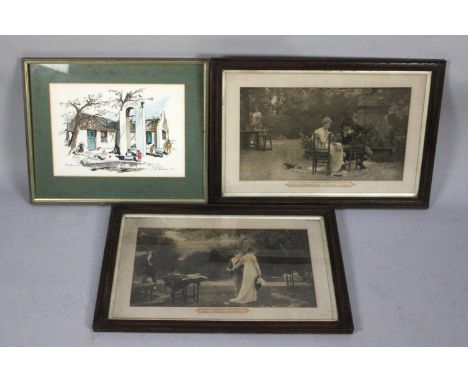 A Framed Print, 'Slave Bell' Together with a Pair of monochrome Prints, 'Two's Company Three's None' and 'The Peacemaker' 