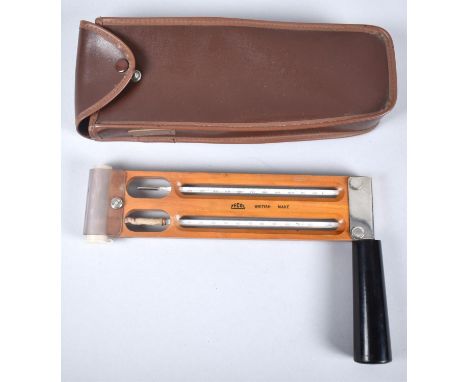 A Leather Cased Zecol Handheld Rotary Air Thermometer with Tubes for Fahrenheit and Centigrade 