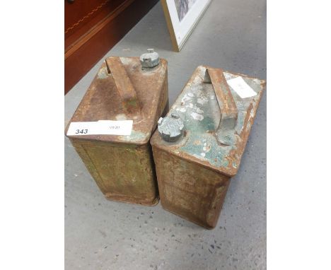 2 vintage fuel cans with brass lids including Shell