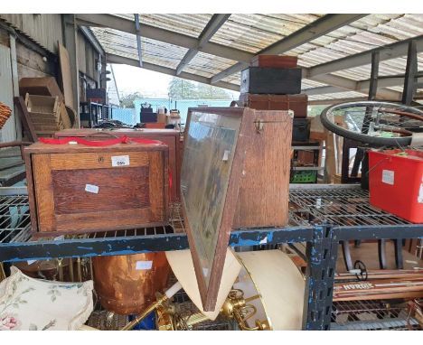 3 wooden machinist /engineer cabinets, along with a framed print
