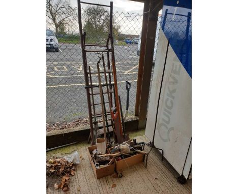 Step ladder along with hand tools