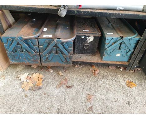 4 metal toolboxes including tools