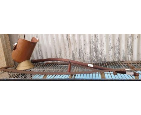 Scythe, vintage saw, copper/brass coal scuttle