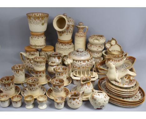 A Large Quantity of Fosters Pottery to comprise Breakfast Wares, Storage Jars, Oven Dishes, Toast Rack, Teapot, Dishes Etc 