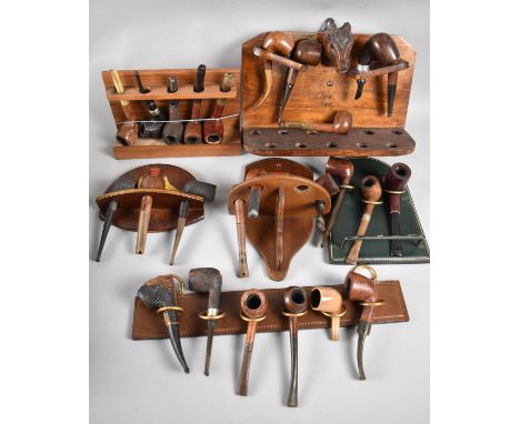 A Collection of Vintage Pipe Racks and Pipes 