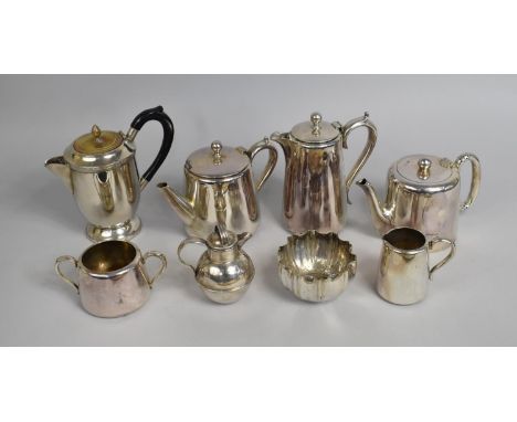 A Collection of Various Silver Plated to include Coffee Pots, Novelty Cream Jug in the Form of a Guernsey Jug Etc 