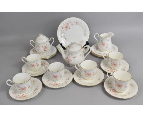 A Royal Albert For all Seasons Breath of Spring Tea Set to comprise Six Cups, Saucers and Side Plates, Lidded Sugar, Milk Jug